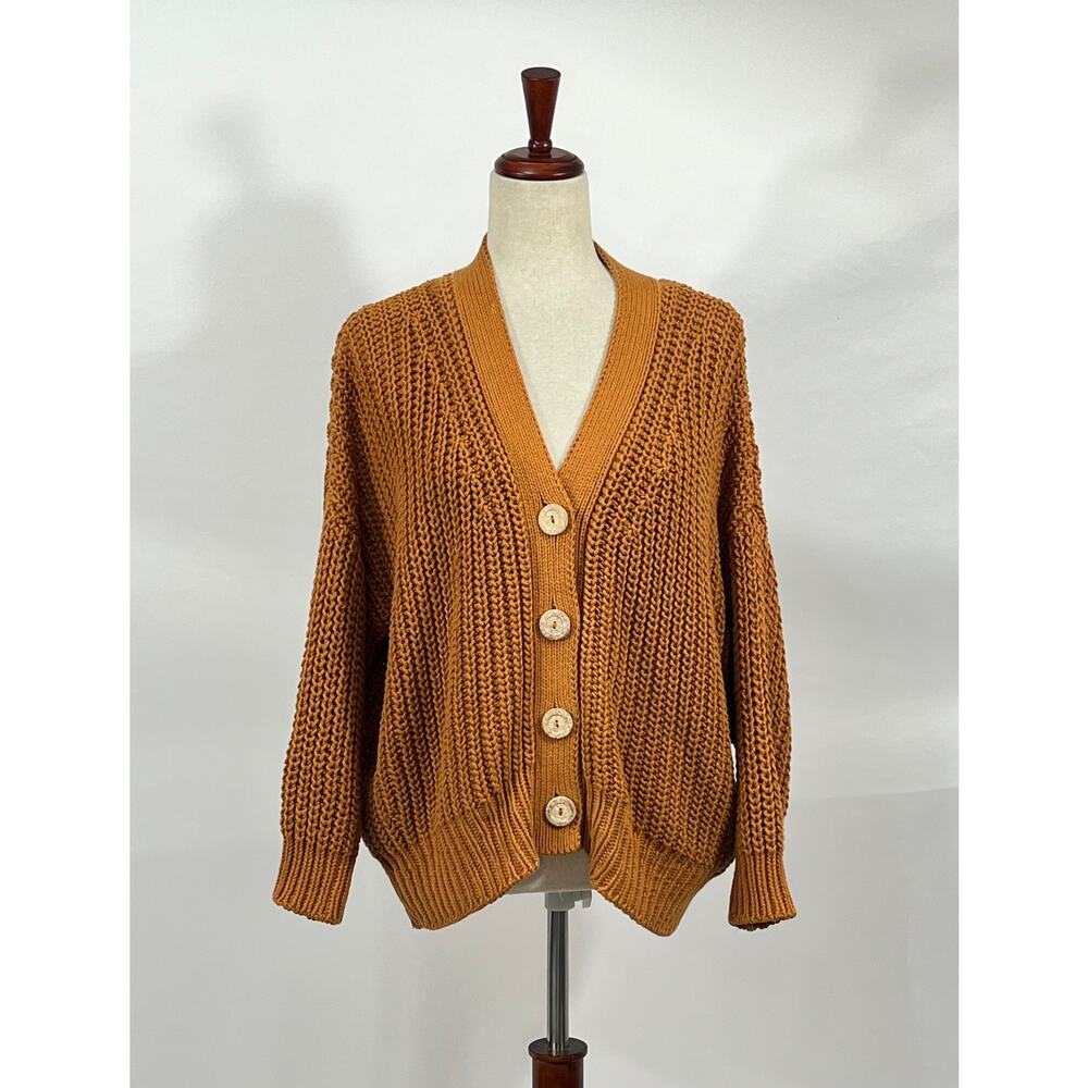 BABAA Sz OS S M L Cardigan No 18 Mi Tierra Rust Burnt Orange Cotton - Picture 11 of 12